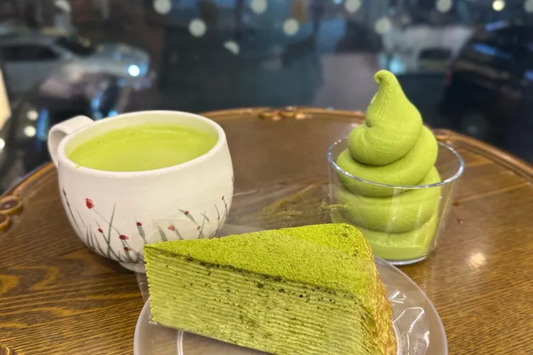 Metcha — matcha latte, matcha soft serve and matcha mille crepe cake
